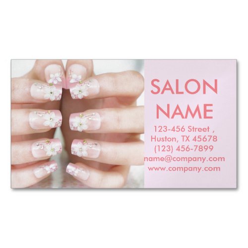 cute faux nails fashion beauty SPA nail salon Magnetic Business Card
