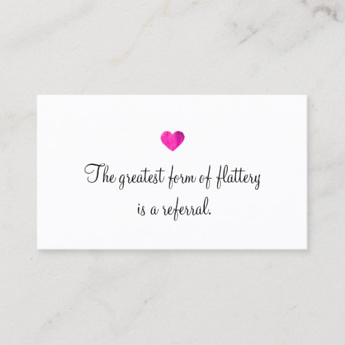 Cute Faux Pink Foil Heart Customer Referral Card