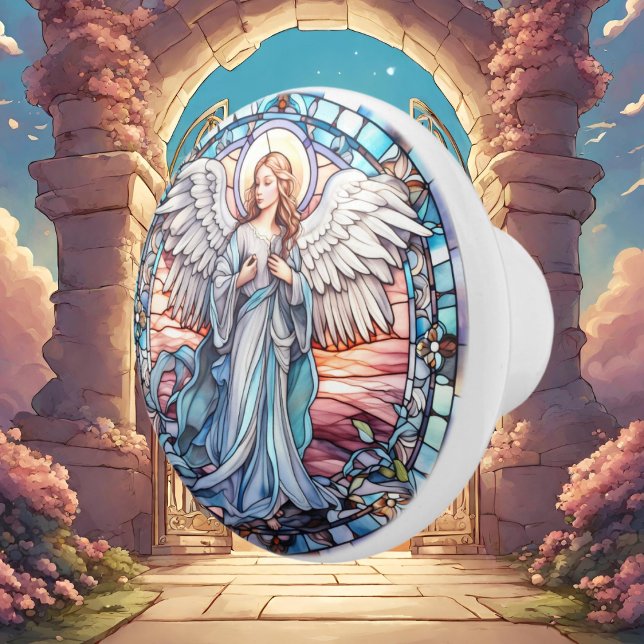 Cute faux stained glass Angel Religious Ceramic Knob (Creator Uploaded)