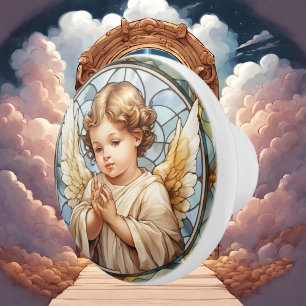 Cute faux stained glass Angel Religious  Ceramic Knob