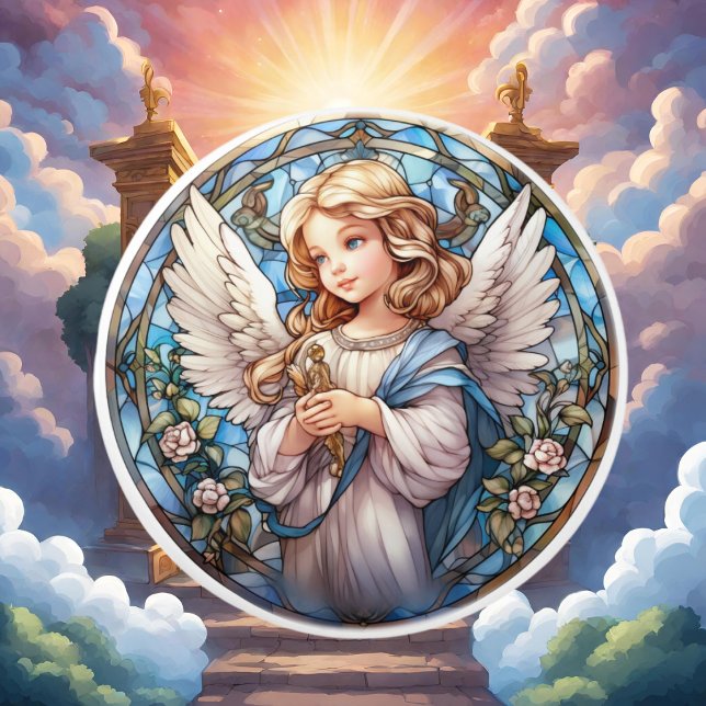 Cute faux stained glass Angel Religious  Ceramic Knob (Creator Uploaded)