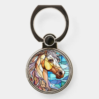 Cute faux stained glass horse lovers phone ring stand
