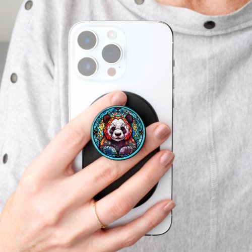 cute faux stained glass panda bear PopSocket