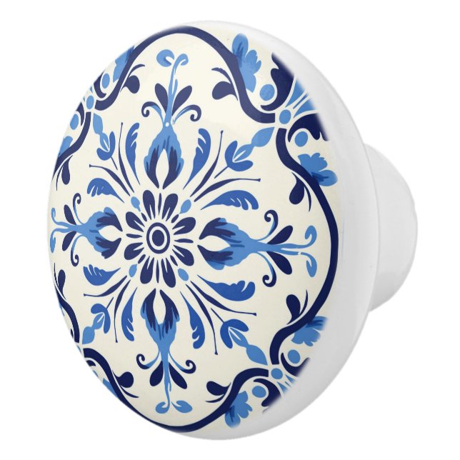 Cute faux tile Portuguese  Ceramic Knob (Right)