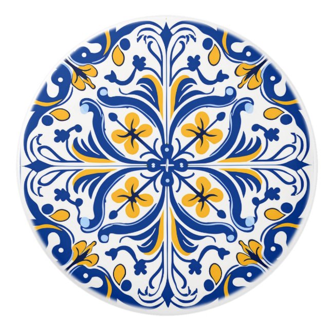 Cute faux tile Spanish  Ceramic Knob (Front)