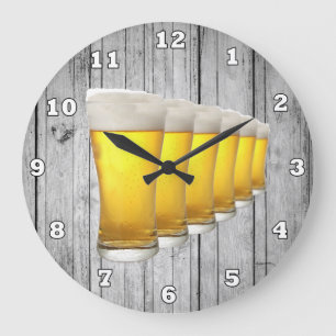 Cute faux wood beer bar large clock