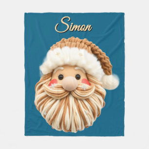 Cute Faux Yarn Christmas Santa crochet Fleece Blanket