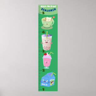 Cute favorite drink cartoon growth chart