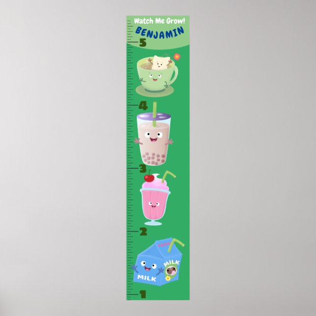 Cute favorite drink cartoon growth chart (Front)