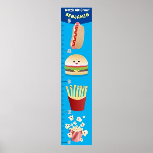 Cute favorite meal cartoon growth chart