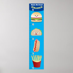 Cute favorite meal cartoon growth chart