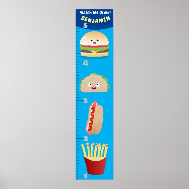 Cute favorite meal cartoon growth chart (Front)