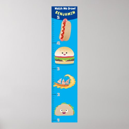 Cute favorite meal cartoon growth chart