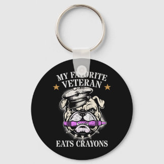 Cute Favorite Veteran Eats Crayons Squad Military Keychain