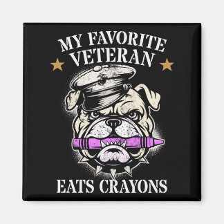 Cute Favorite Veteran Eats Crayons Squad Military Magnet