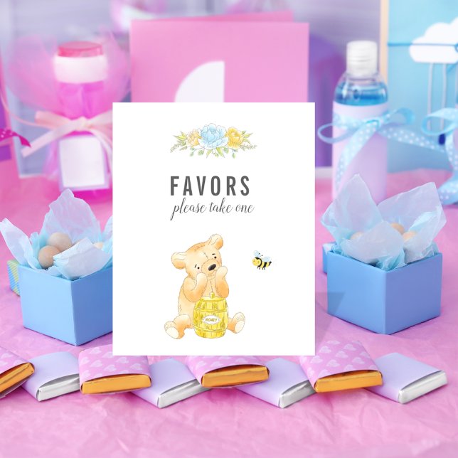 Cute Favors Table Boy Teddy Bear Baby Shower Poster (Creator Uploaded)