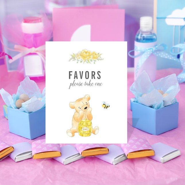 Cute Favors Table Teddy Bear Gender Reveal Poster (Creator Uploaded)