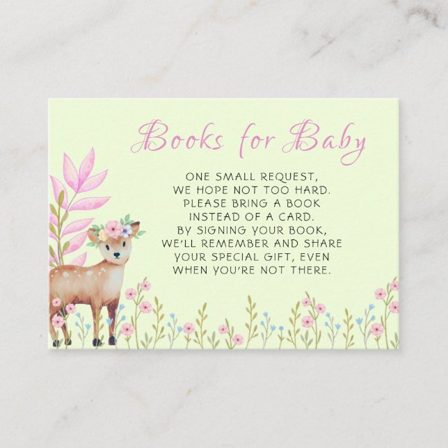  Cute Fawn Baby Shower Book Request Enclosure Card (Front)