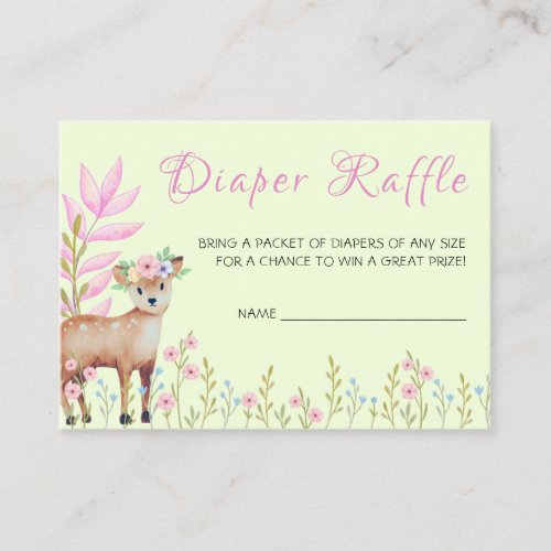 Cute Fawn Baby Shower Diaper Raffle Enclosure Card
