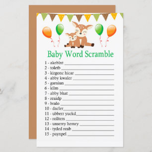Cute fawn Baby word scramble game