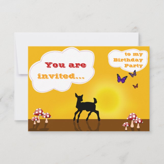 Cute Fawn - Birthday Invitation Card for Kids (Front)