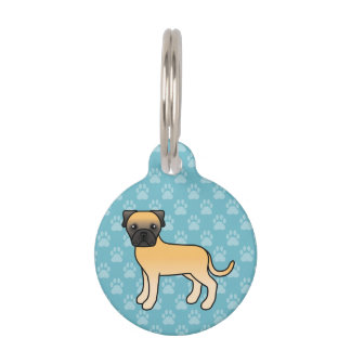 Cute Fawn Bullmastiff And Custom Info Pet Name Tag