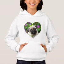 Cute Fawn Colored Pug Puppy Dog Face Photo Heart . Hoodie Cute Fawn Colored Pug Puppy Dog Face Photo Heart . Hoodie