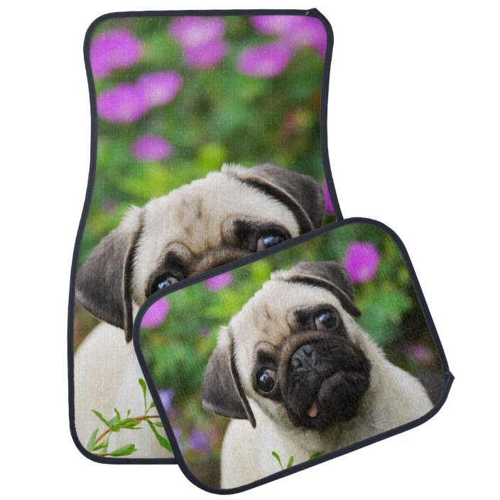 Cute Fawn Colored Pug Puppy Dog Floor Mats Car Mat Zazzle Cute Fawn Colored Pug Puppy Dog Floor