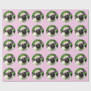 Cute Fawn Colored Pug Puppy Dog Photo - Gift Wrapping Paper