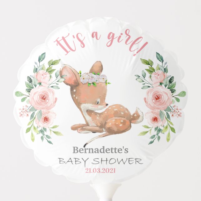 Cute Fawn Girl Baby Shower Balloon (Front)