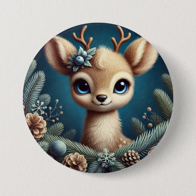 Cute Fawn Illustration Button (Front)