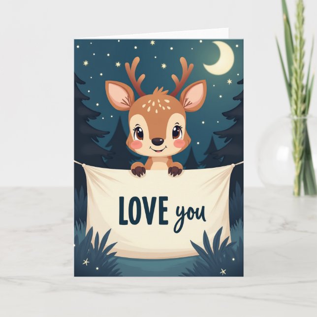 Cute Fawn Love You Card (Front)