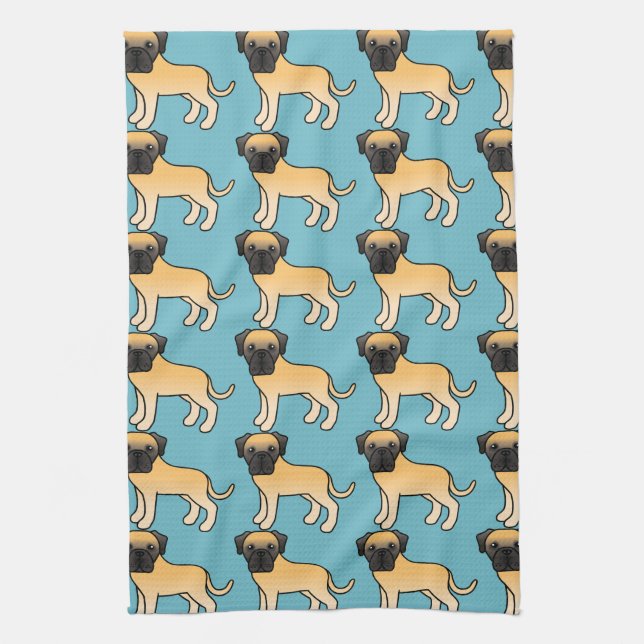 Cute Fawn Old English Mastiff Dogs Pattern Towel (Vertical)