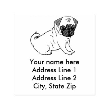 Cute Fawn Pug Dog Self Inking Address Stamp by Petspower at Zazzle