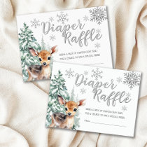 Cute Fawn | Snow Winter Baby Shower Diaper Raffle Enclosure Card