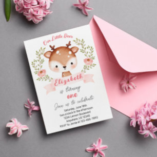 Cute Fawn Woodland Wild Deer Birthday Party Invitation