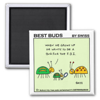 Cute FBI Bug Cartoon Art Funny Bugs Magnet