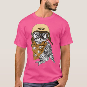 Cute Fearless Owl Bird Wearing Steampunk Aviator H T-Shirt