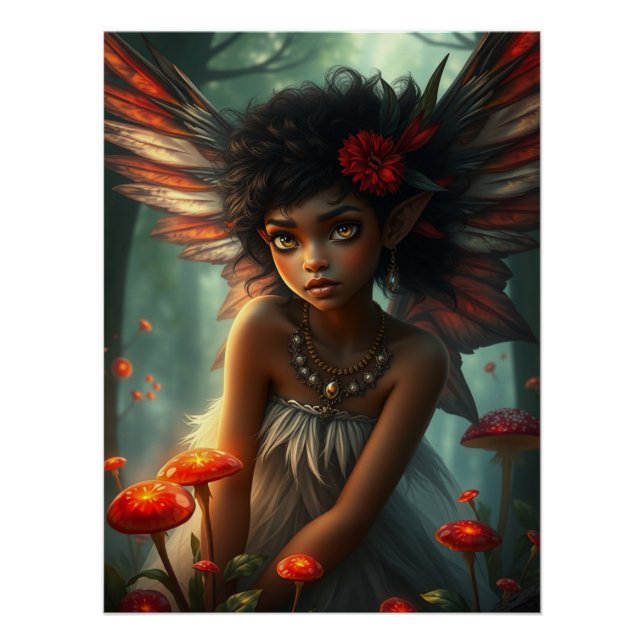 Cute Feathered Fairy Art  Poster (Front)