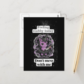 Cute Feeling Stabby Purple Unicorn Don't Mess With Postcard