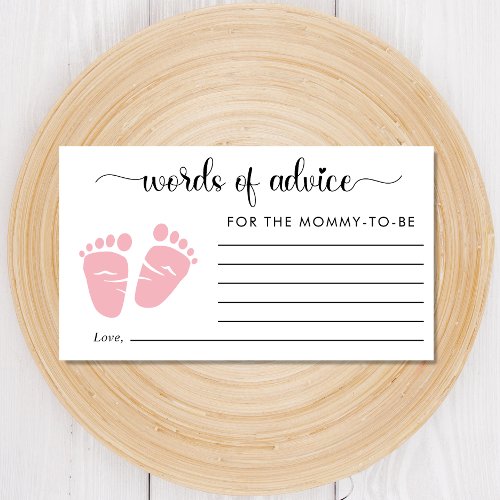 Cute Feet Baby Girl Shower Words of Advice Enclosure Card