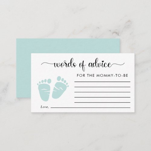 Cute Feet Baby Shower Words of Advice Enclosure Card