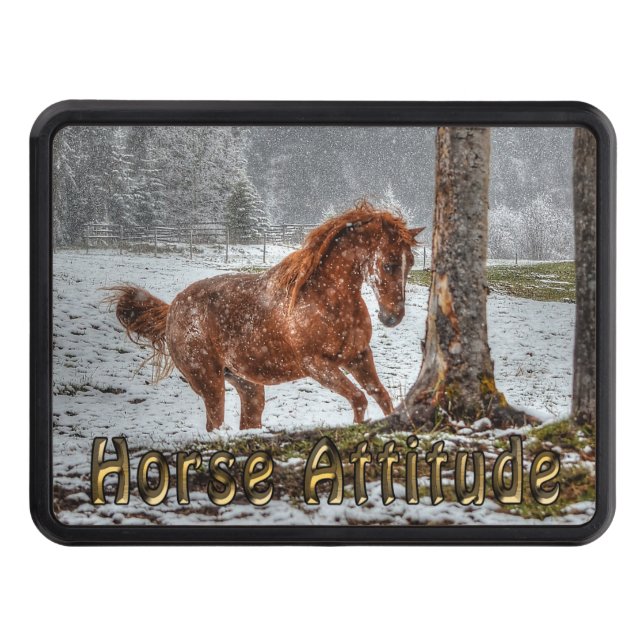 Cute Feisty Chestnut Ranch Horse Attitude Hitch Cover (Front)