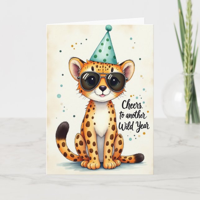 Cute Feline Birthday Card (Front)