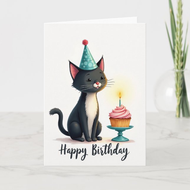 Cute Feline Celebration Card (Front)
