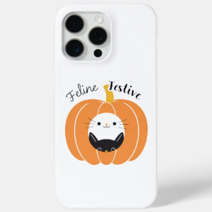 Cute Feline Festive Pumpkin Cat Halloween iPhone 1 15 Pro Max Case