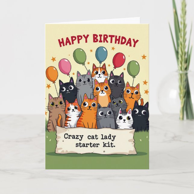 Cute Feline Party Card (Front)