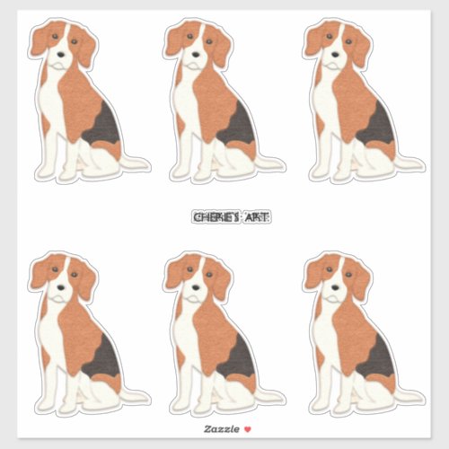 Cute Felt Look Beagle Dogs Sticker