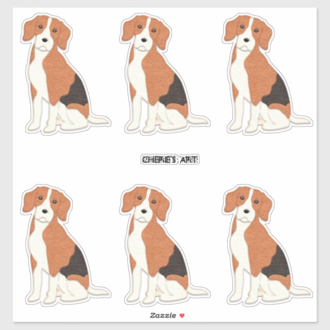 Cute Felt Look Beagle Dogs Sticker (Sheet)