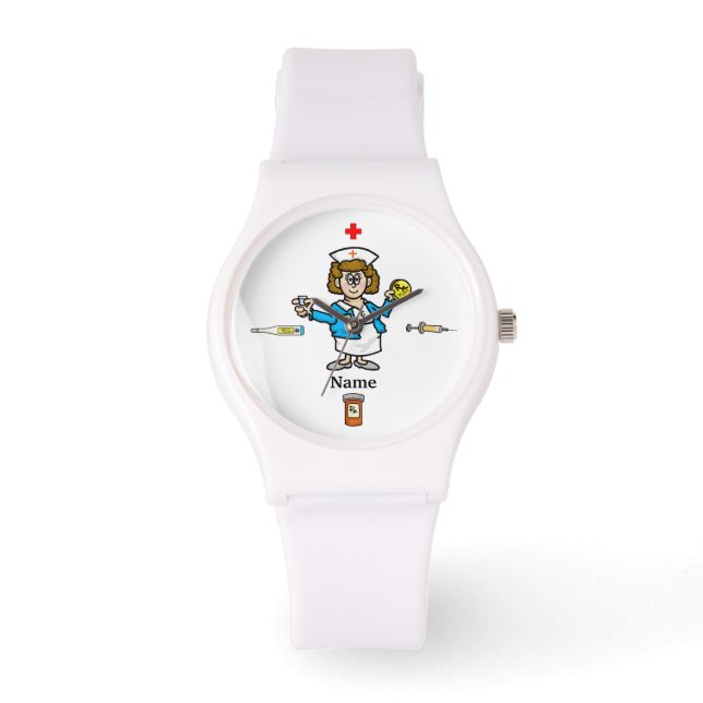 Cute Female Nurse Watch + Medicine  Personalize It (Front)
